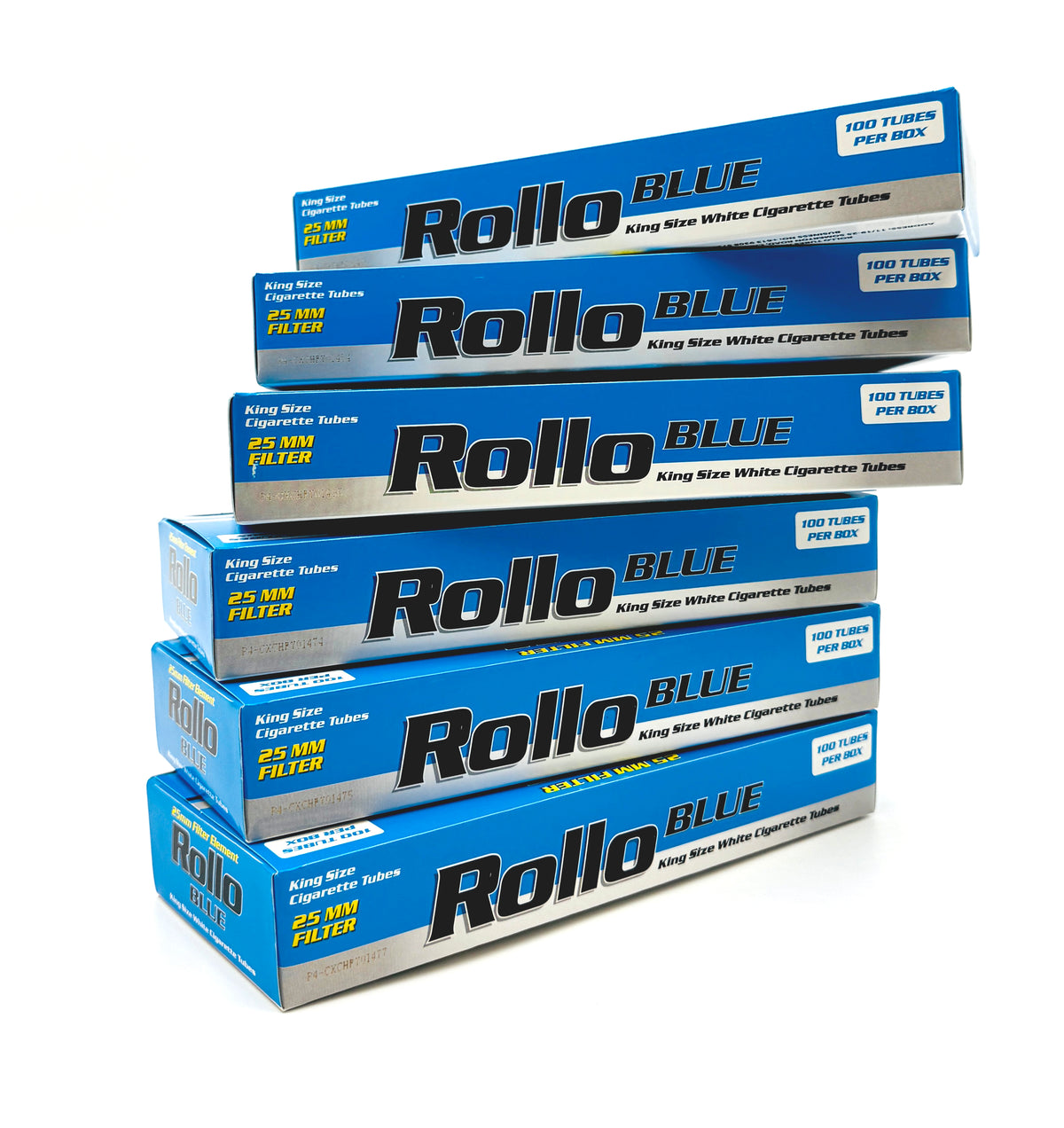 6 Boxes Filled Rollo King Size Blue 25mm Filter
